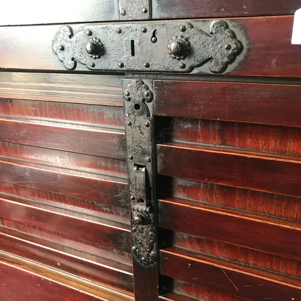 A rare kuruma dansu, wooden wheeled storage chest Image 1++