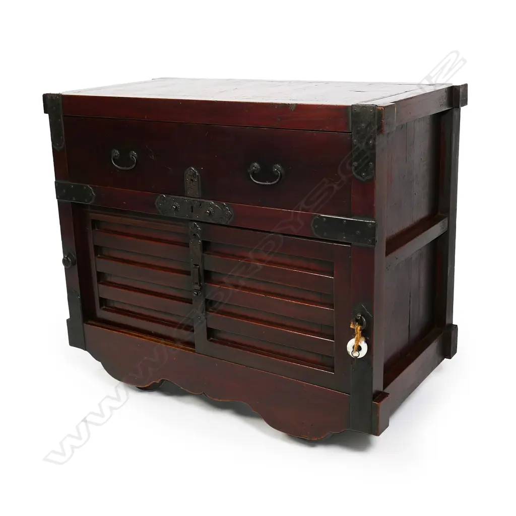 A rare kuruma dansu, wooden wheeled storage chest Image 1++