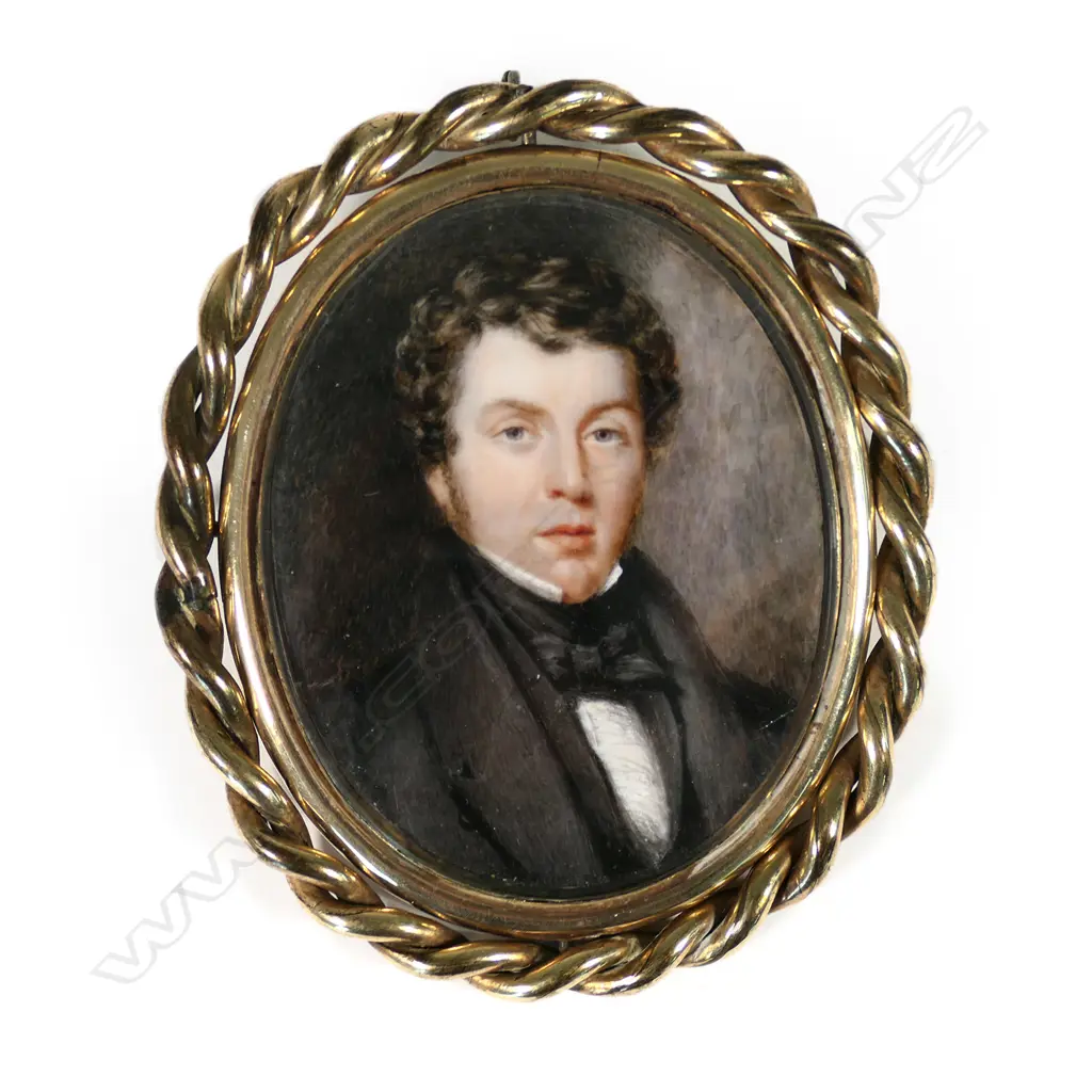 A 19thC portrait miniature of a gent in formal black coat Image 1++