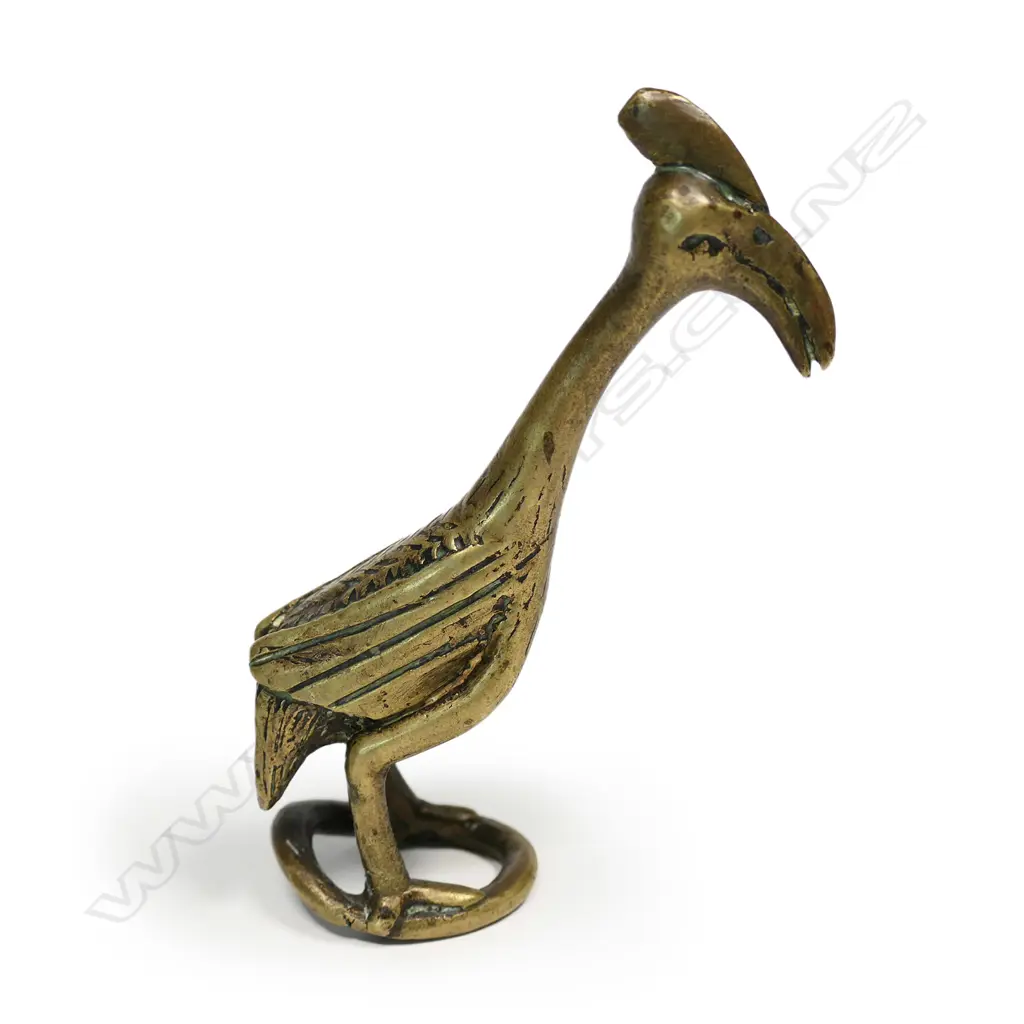An African gold weight, cast brass kori bustard bird shape, Image 1++