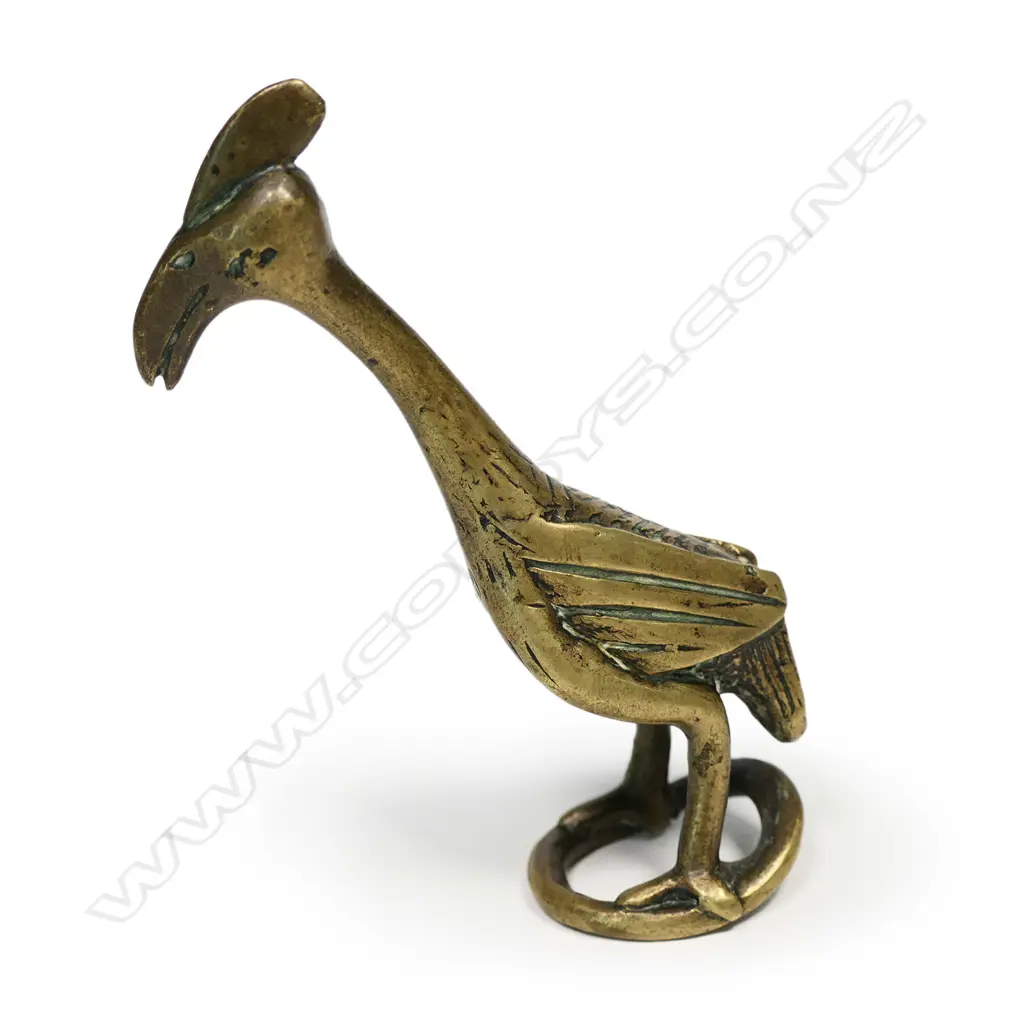 An African gold weight, cast brass kori bustard bird shape, Image 1++