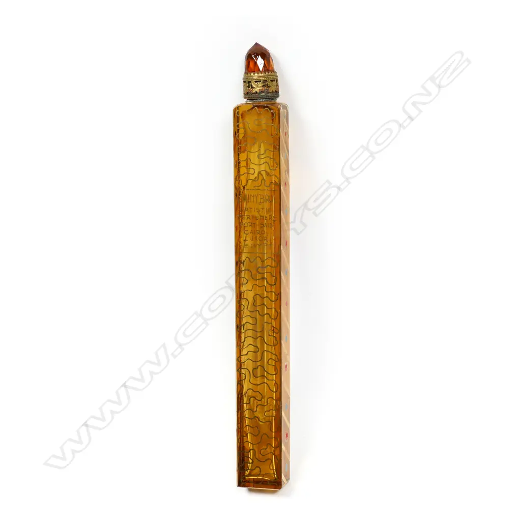 A rare 1920's Shimy Bros. art glass Egyptian perfume bottle Image 1++