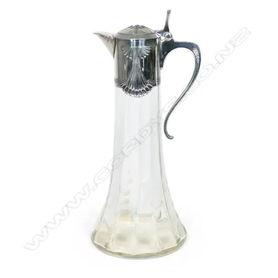 A WMF Art Nouveau silver plate and glass claret jug