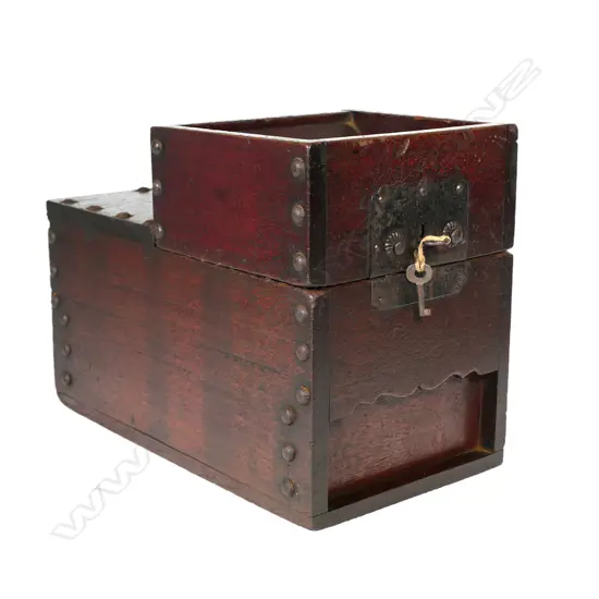 A keyaki wood 'zeni-bako' temple offering box,