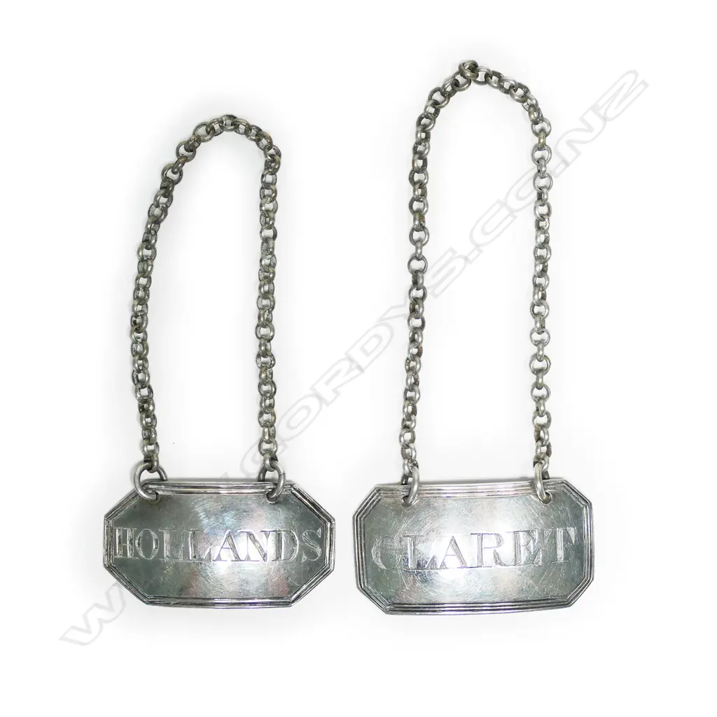 Two George III silver decanter labels, Image 1++