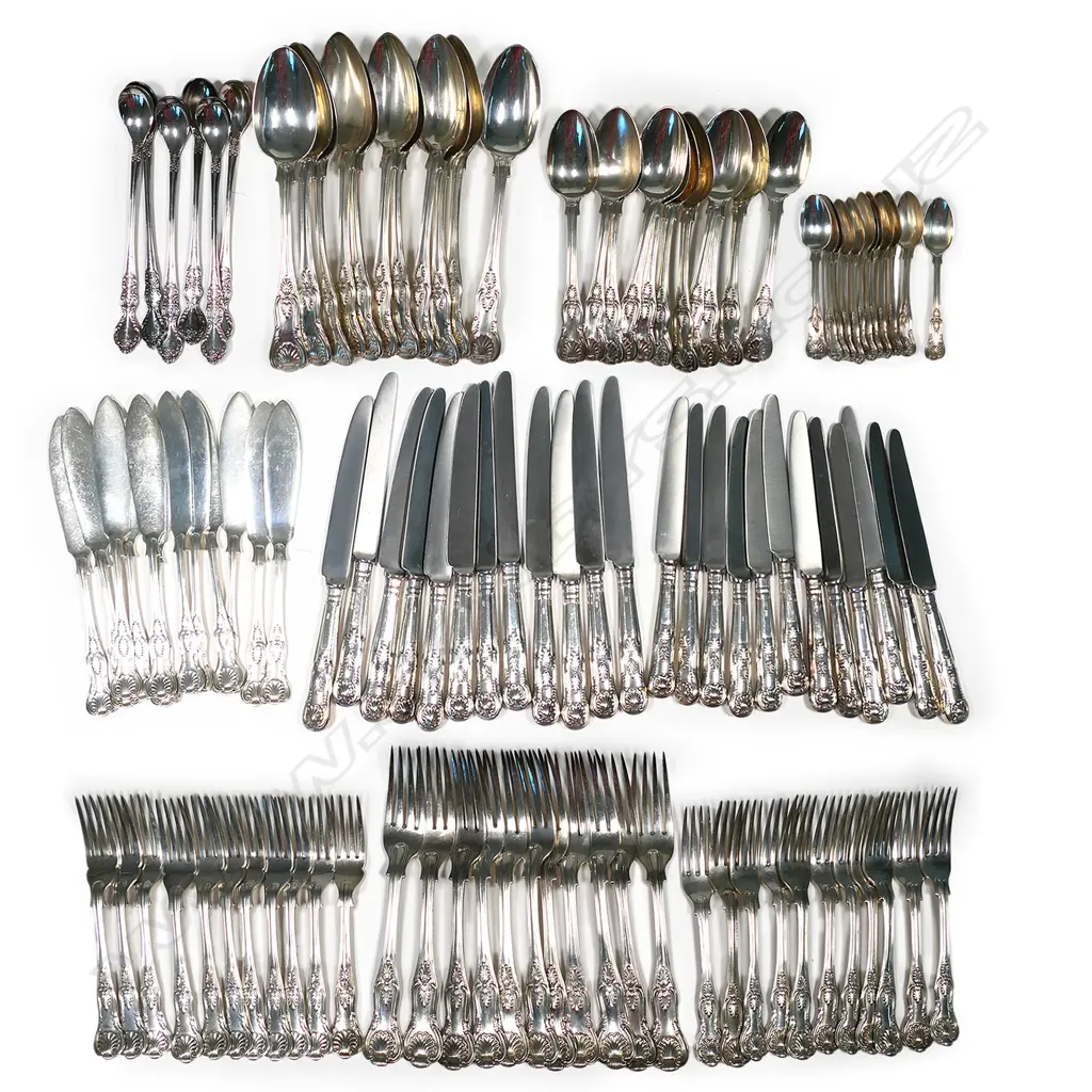 An impressive silver, King's pattern, twelve place, 108-piece cutlery service, Image 1++