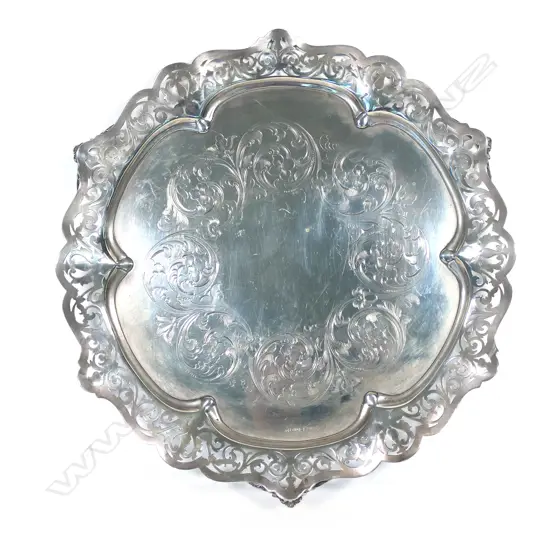 A Victorian silver tray,
