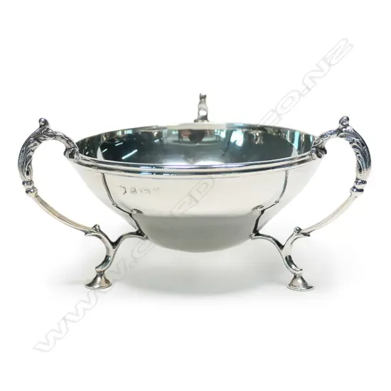 An Edwardian silver, three handled sugar bowl,