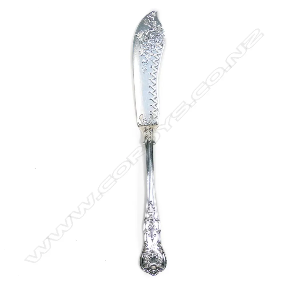 A Victorian silver Queen's pattern butter knife, Exeter 1876 by Josiah Williams Image 1++