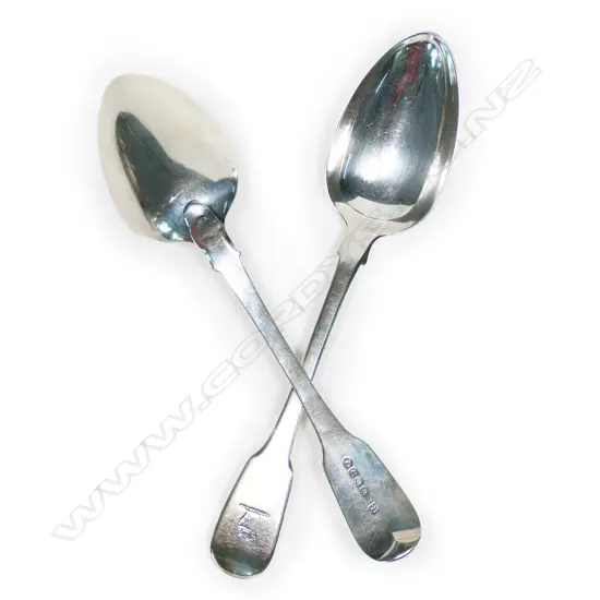 A pair of George III silver tablespoons, fiddle pattern,