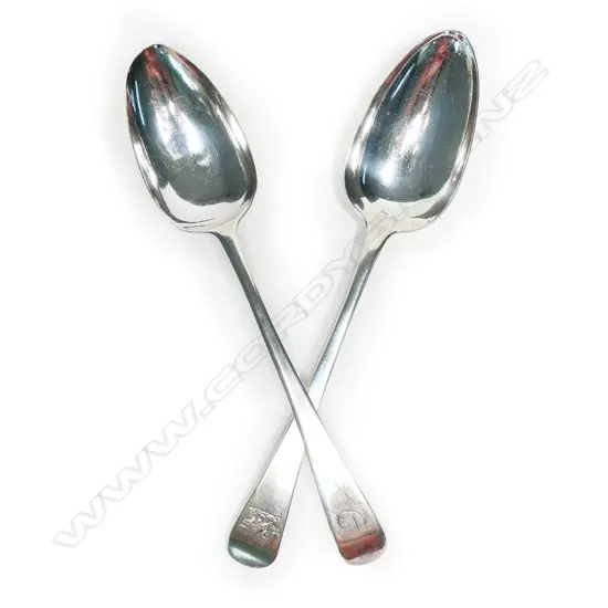 A pair of George III silver tablespoons, Old English pattern,