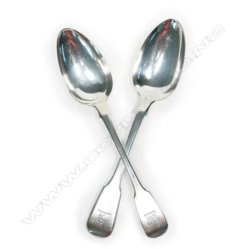 Two George III silver tablespoons, Image 1++