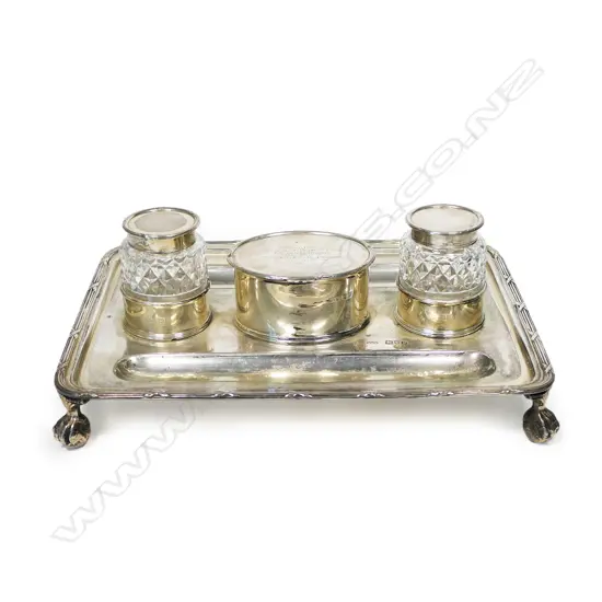 An Edwardian silver standish,