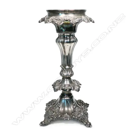A Victorian ornate silver plate tazza stand,