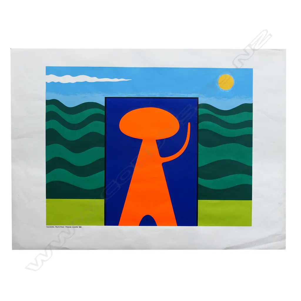 Michael Illingworth (1932-88), 'Tawera Painting Trademark', screen print, title inscribed and dated '69 on plate, from the Barry Lett Gallery Multiple Series, 560 x 760mm. Image 1++