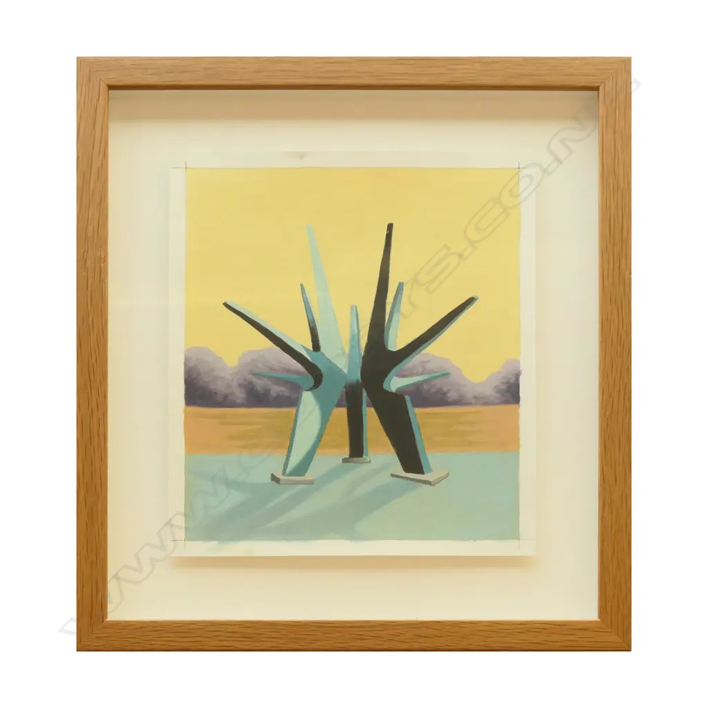 ANDREW BARNS-GRAHAM, 'SCULPTURED LANDSCAPE 1, ACRYLIC, SIGNED, ENTITLED & DATE 2015 TO REVERSE,  240 x 210mm Image 1++