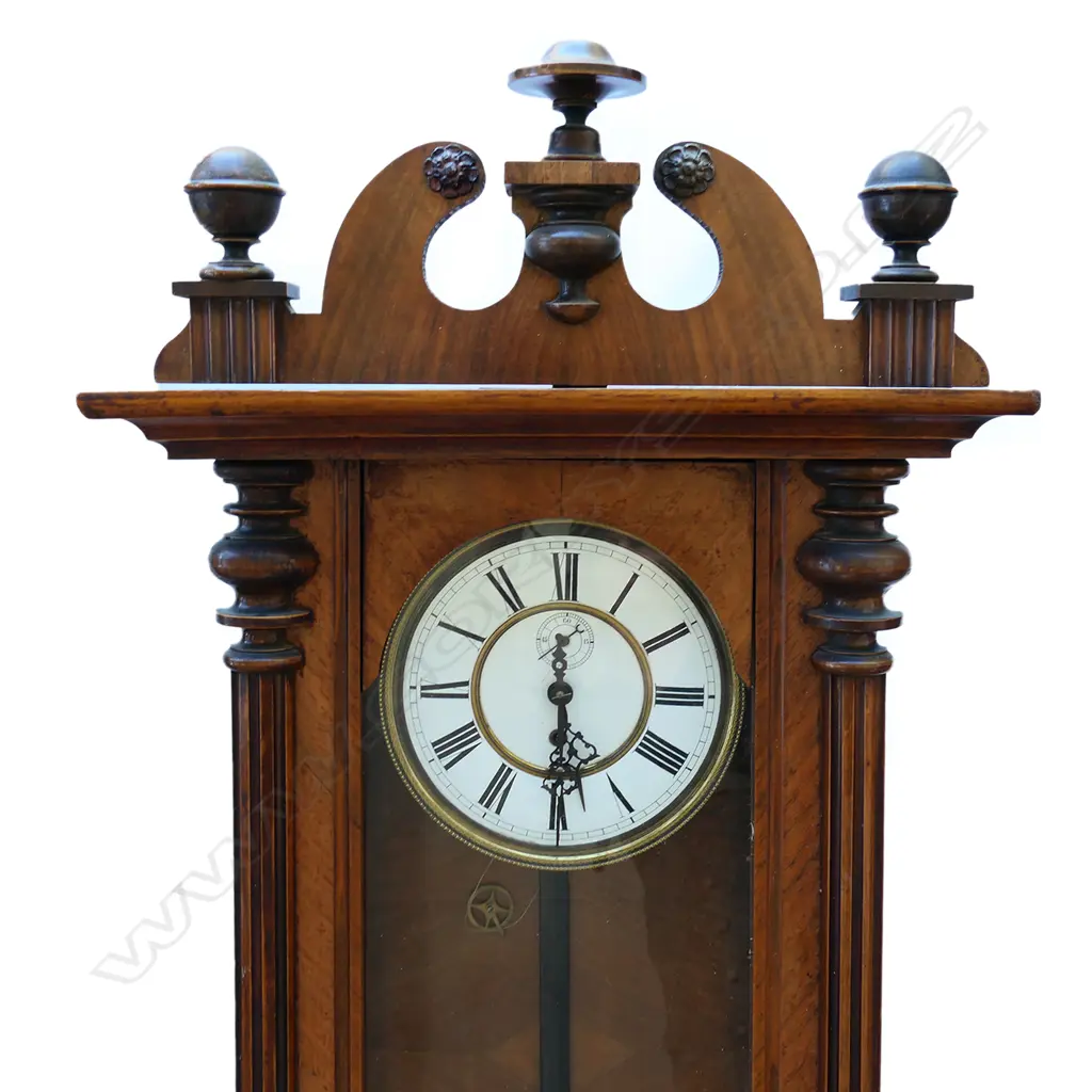 A 19thC walnut regulator wall clock Image 1++
