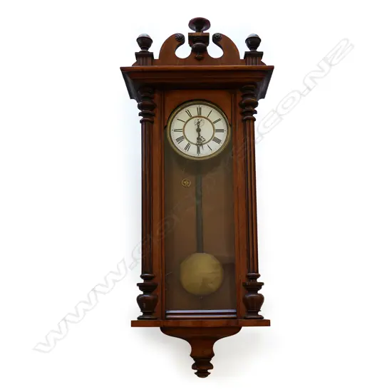 A 19thC walnut regulator wall clock