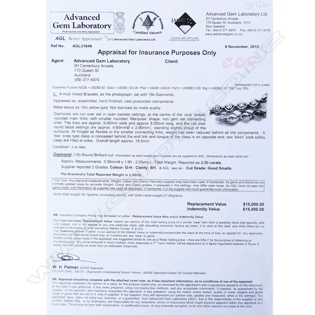 An 18ct gold and diamond bracelet, Image 1++