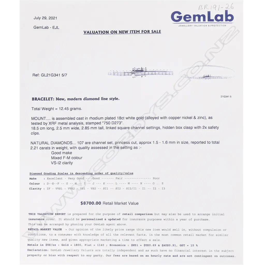 An 18ct white gold and diamond tennis bracelet, Image 1++