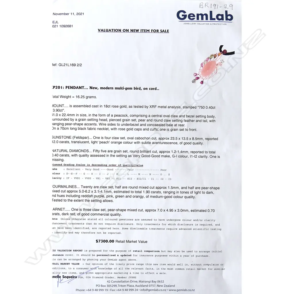 An 18ct rose gold tourmaline and diamond peacock pendant, Image 1++