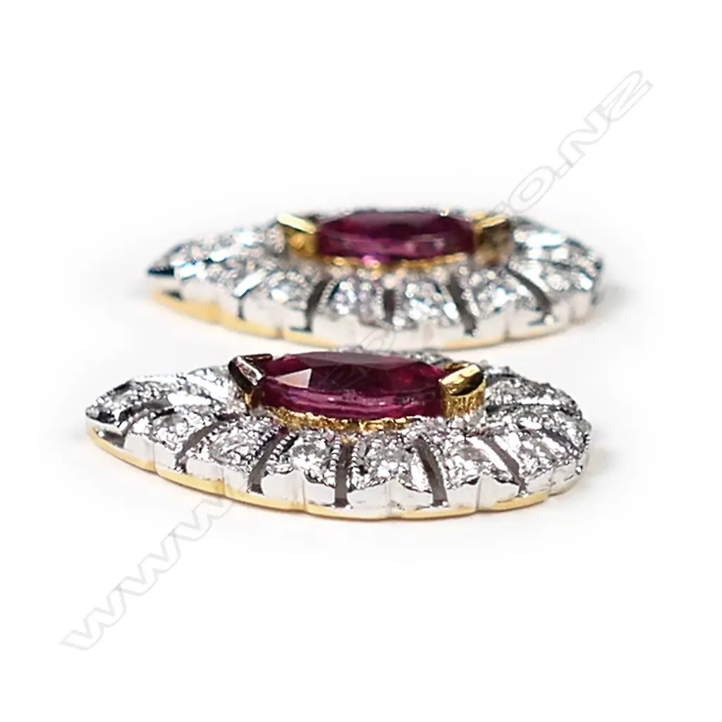 A pair of 18ct gold, ruby and diamond stud earrings, Image 1++