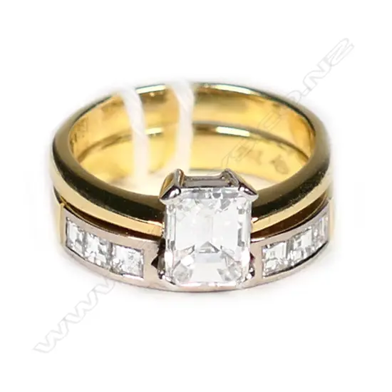 A platinum, 18ct gold and diamond ring set,