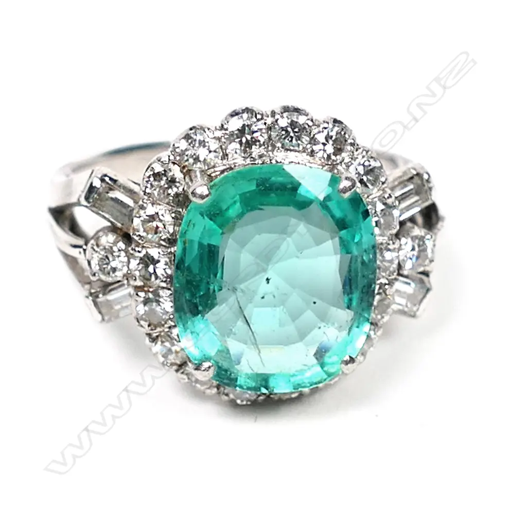 A platinum, emerald and diamond ring, Image 1++