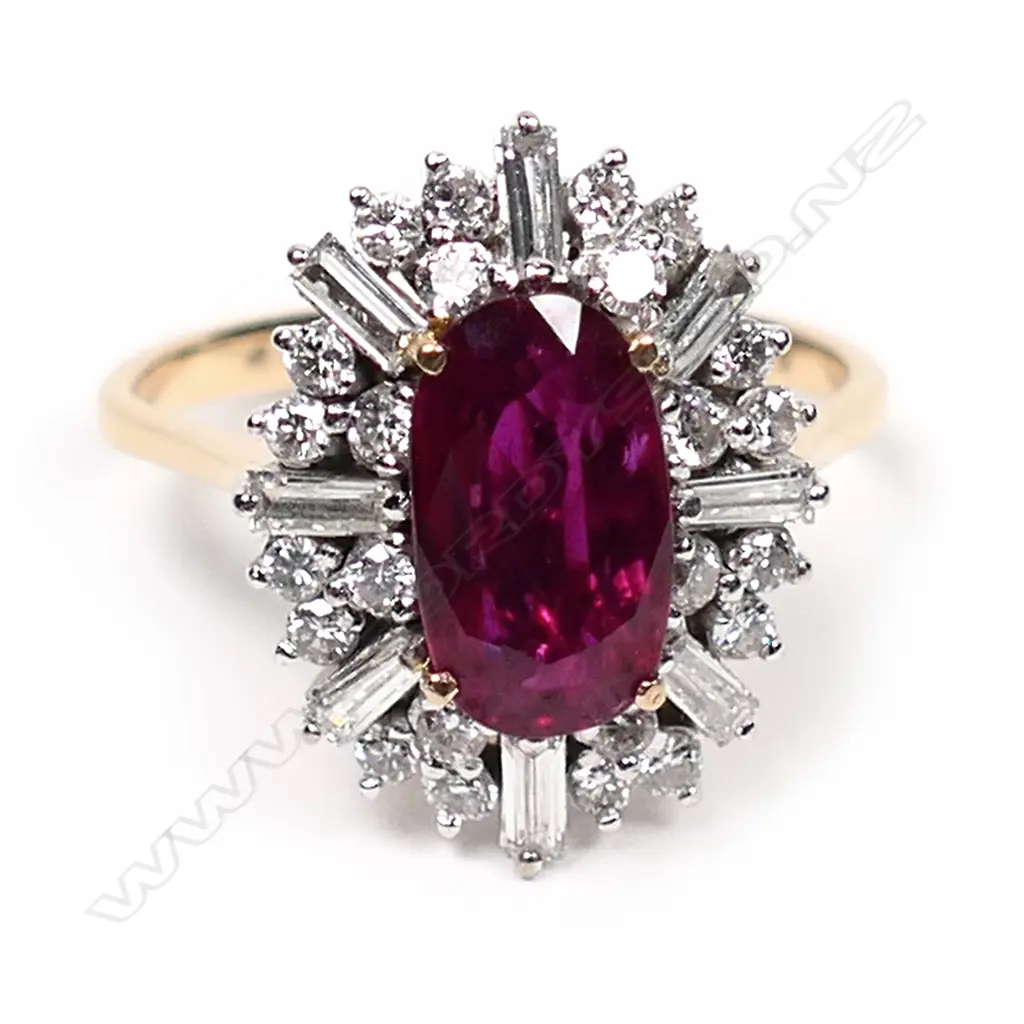A 14ct rose gold, ruby and diamond ring, Image 1++