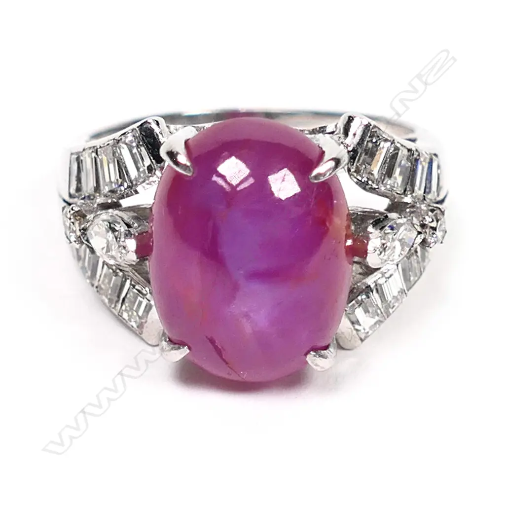 A silver, star ruby and diamond dress ring, Image 1++