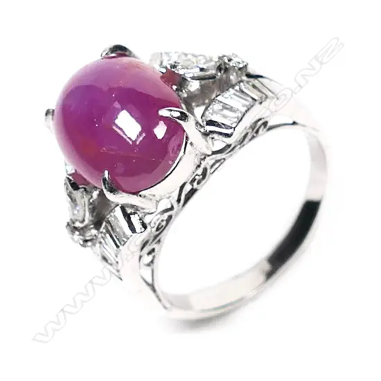 A silver, star ruby and diamond dress ring,