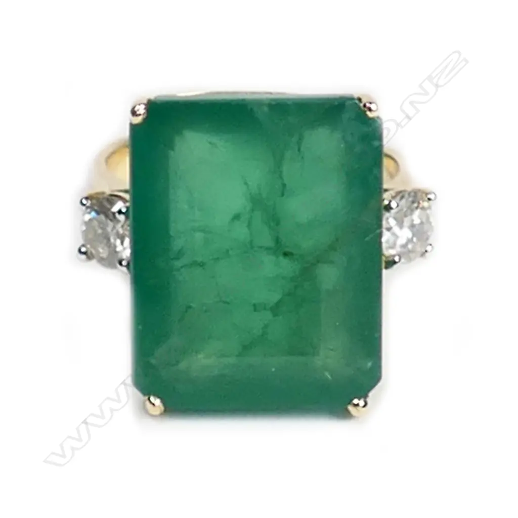 14ct gold, emerald and diamond cocktail ring Image 1++