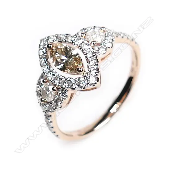 A 14ct rose gold and diamond antique style ring,
