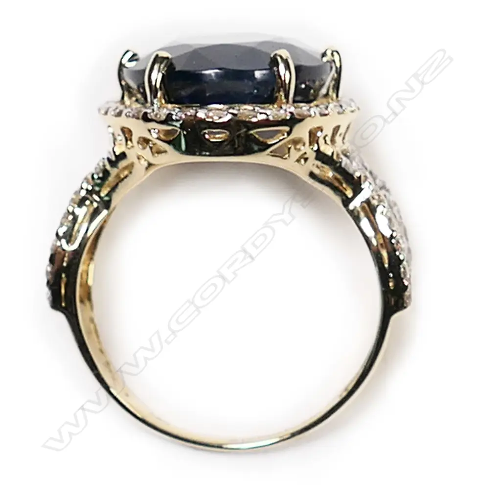 A 14ct gold, sapphire and diamond cocktail ring, Image 1++