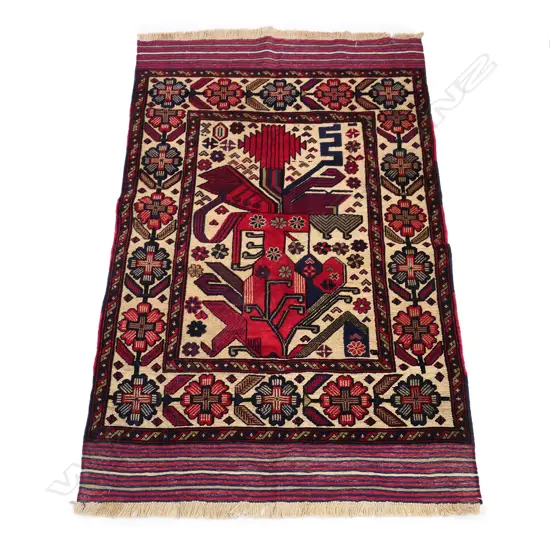 A Berjusta mixed weave rug, wool pile and weave,