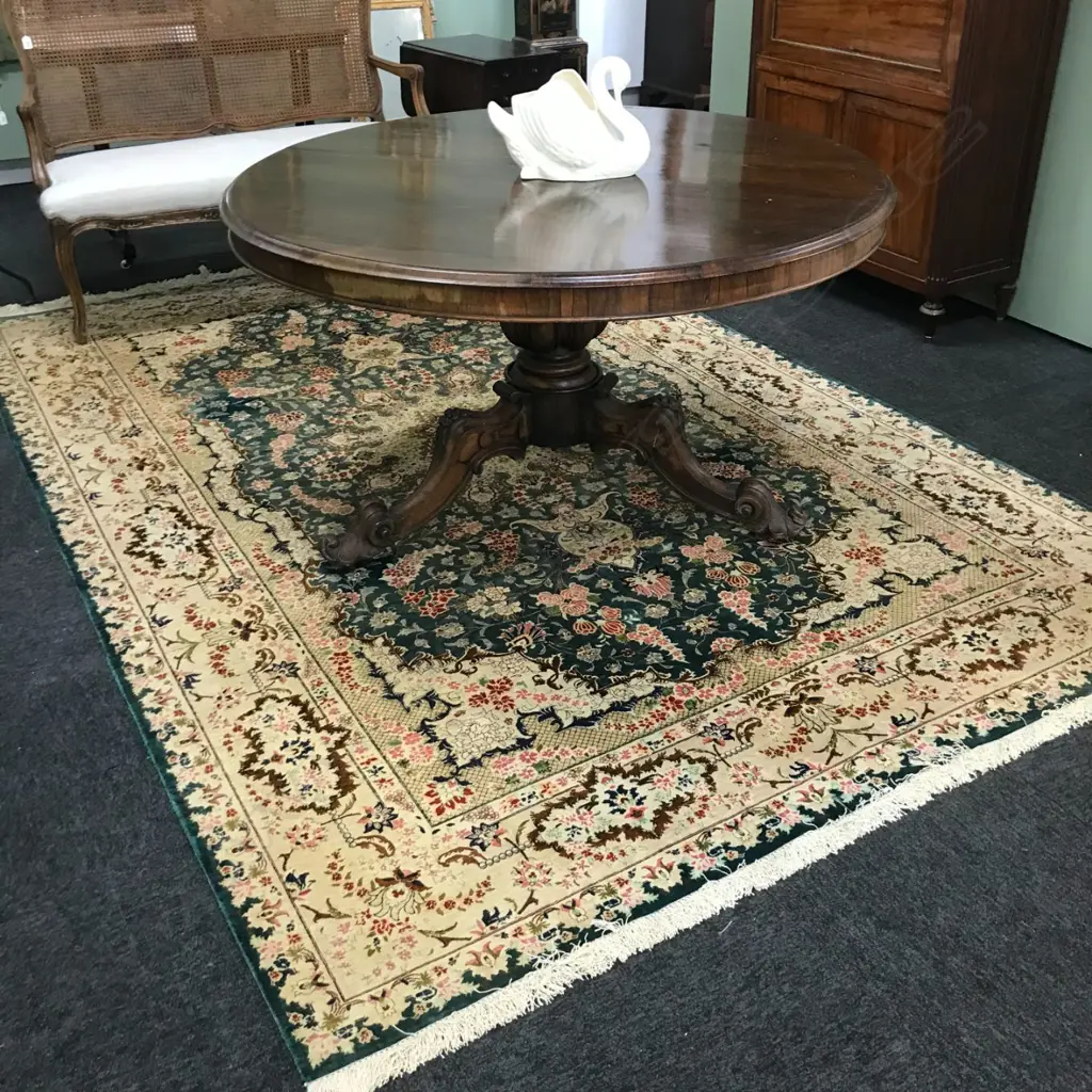 #A fine silk pile hand knotted Iranian Qum carpet Image 1++