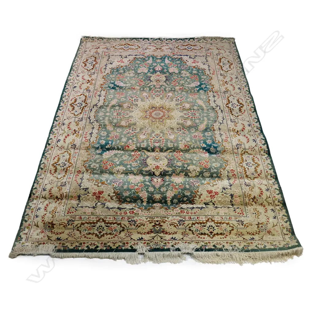 #A fine silk pile hand knotted Iranian Qum carpet Image 1++