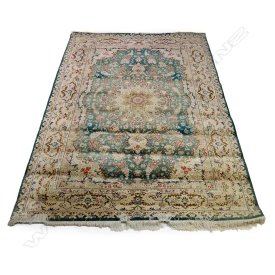 #A fine silk pile hand knotted Iranian Qum carpet