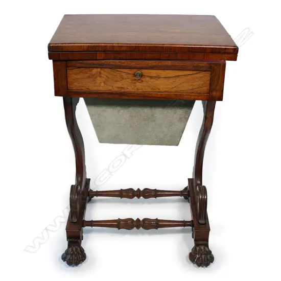 A Regency rosewood games/worktable,