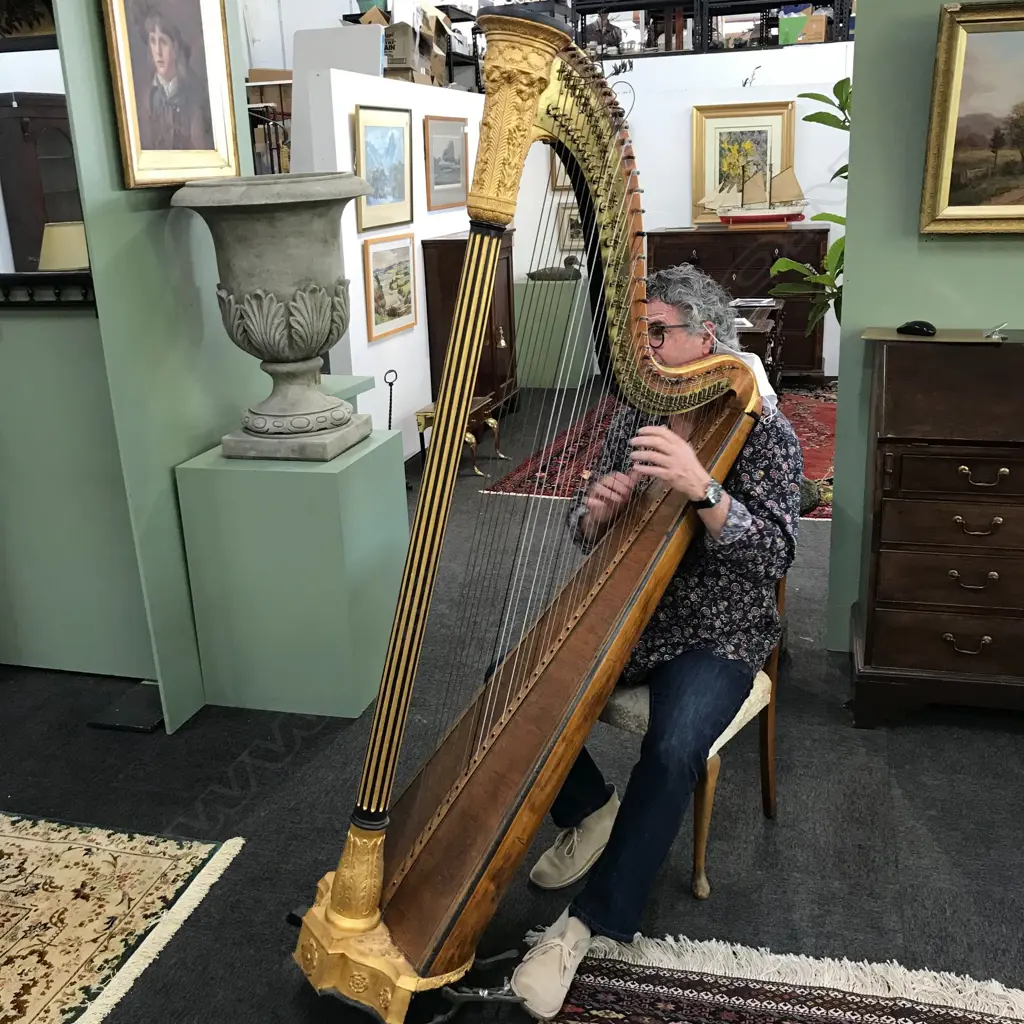 A 19thC giltwood harp by Johann Andreas Stumpff (1769-1846), Image 1++