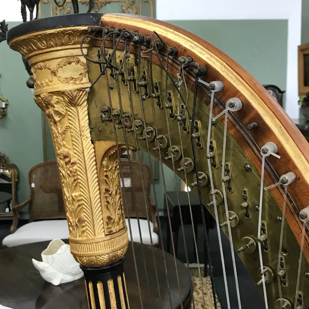 A 19thC giltwood harp by Johann Andreas Stumpff (1769-1846), Image 1++