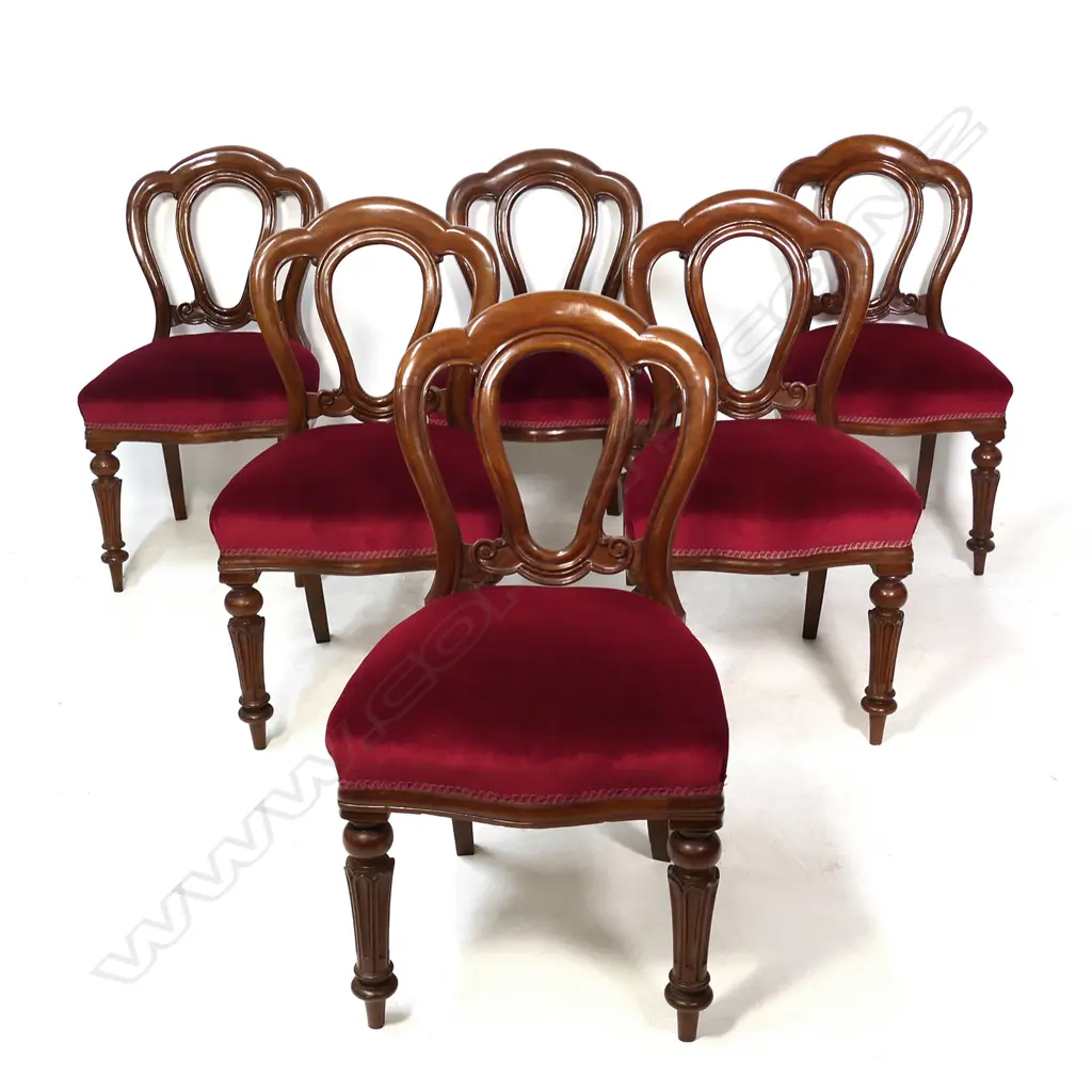 A set of six Victorian mahogany, Admiralty back dining chairs Image 1++
