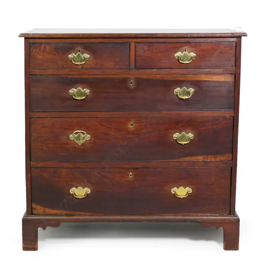 A Georgian oak five drawer chest,