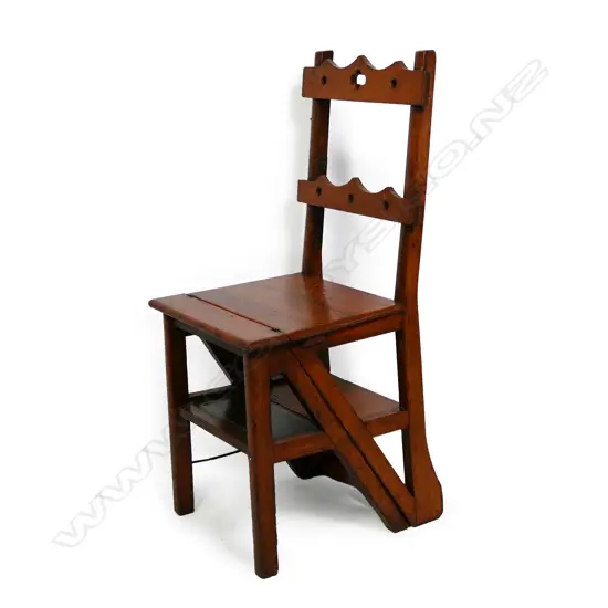 An Edwardian Arts & Crafts. metamorphic library steps,