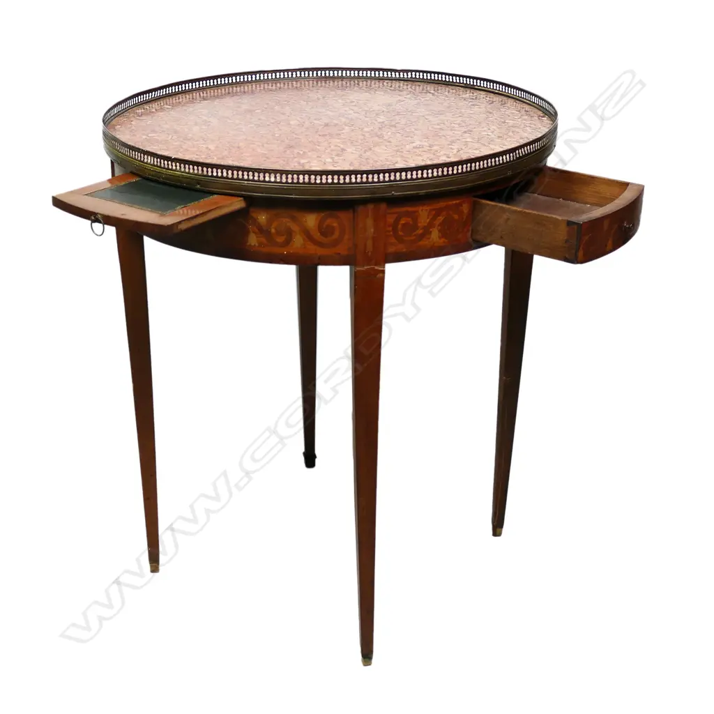 A French marble top, walnut Bouillotte table (gambling table), Image 1++
