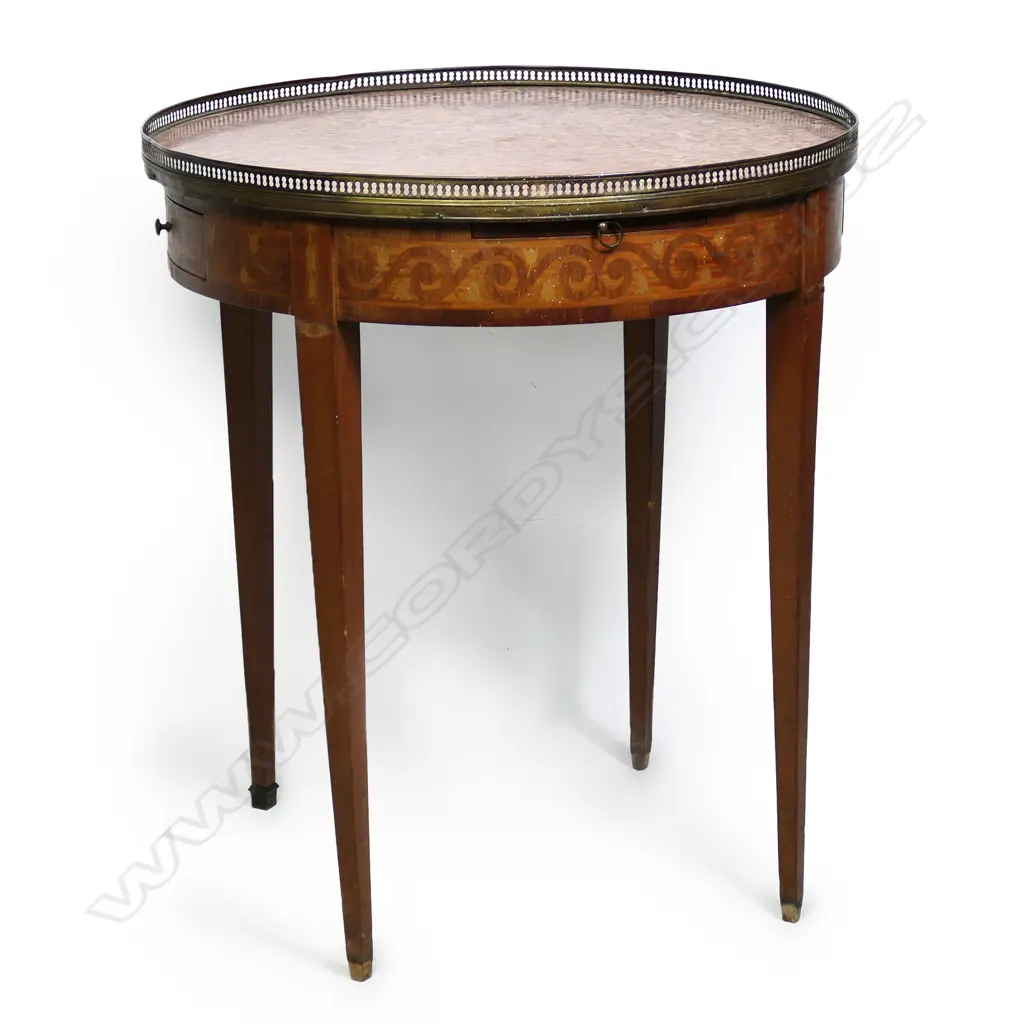 A French marble top, walnut Bouillotte table (gambling table), Image 1++