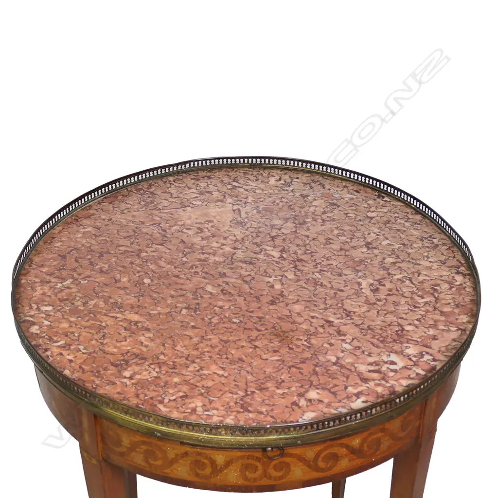 A French marble top, walnut Bouillotte table (gambling table), Image 1++