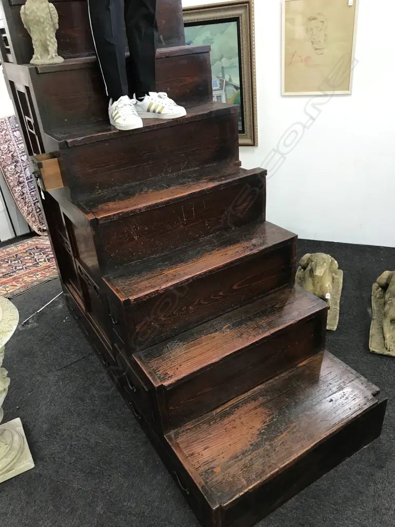 A good original 19thC Japanese Kaidan Tansu step chest Image 1++