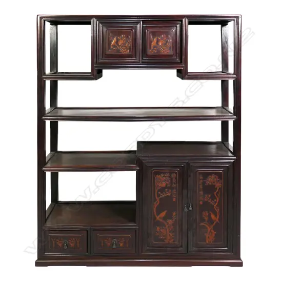 A vintage Chinese rosewood display cabinet,