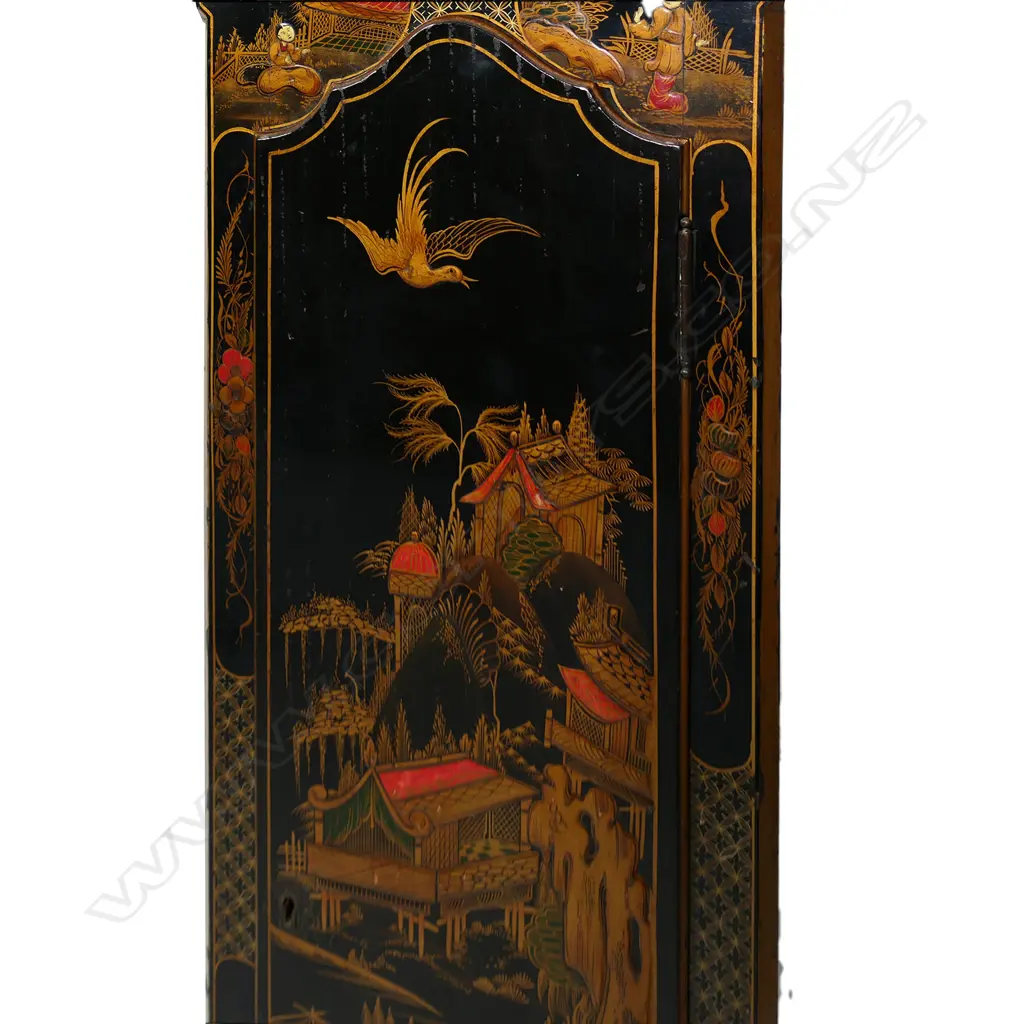 A 20thC Chinoiserie grandmother clock, Image 1++